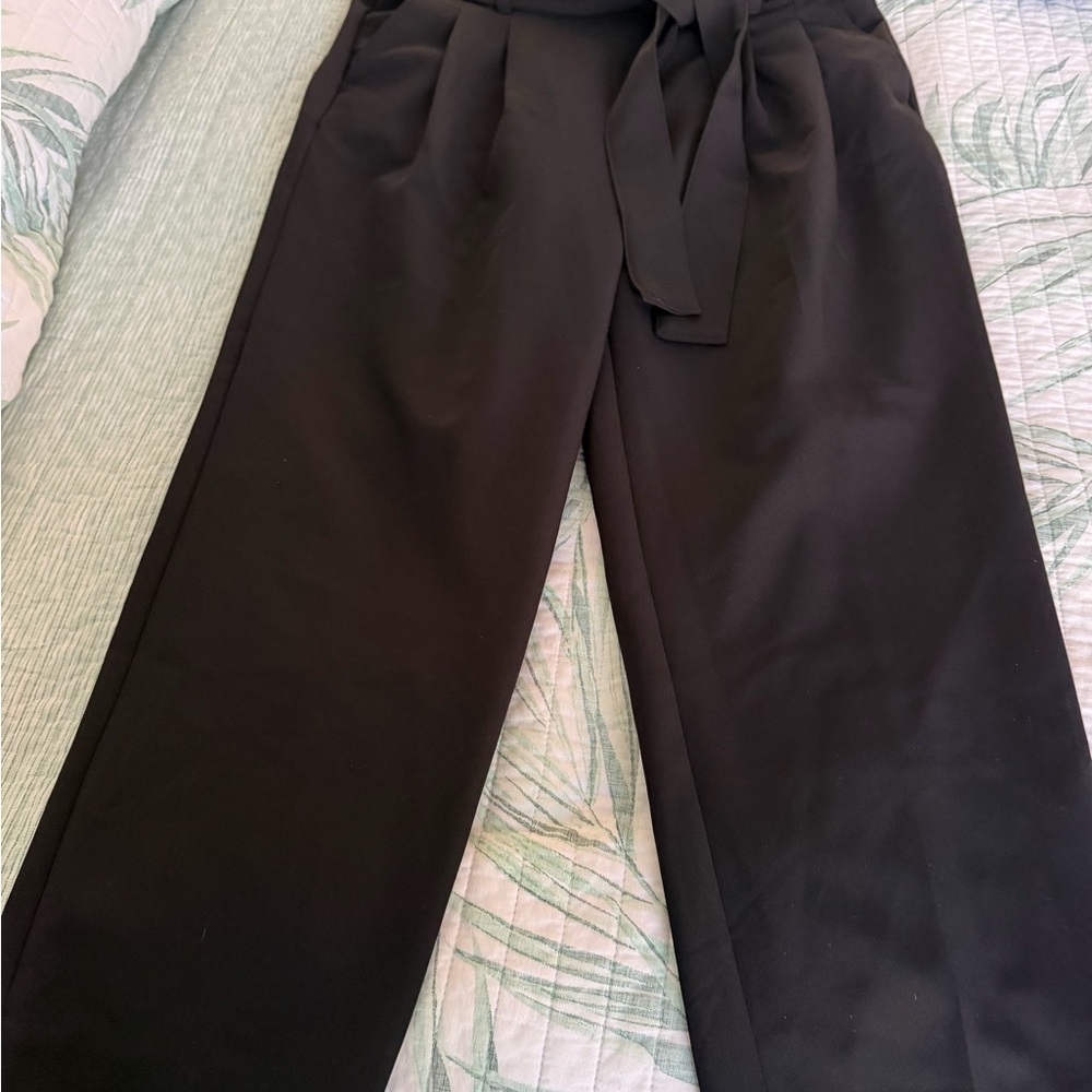 LOFT Black Women's Trousers with Tie Waist